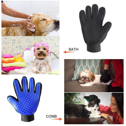 Silicone Pet Bath Brush – Gentle Massage & Shedding Glove for Dogs & Cats