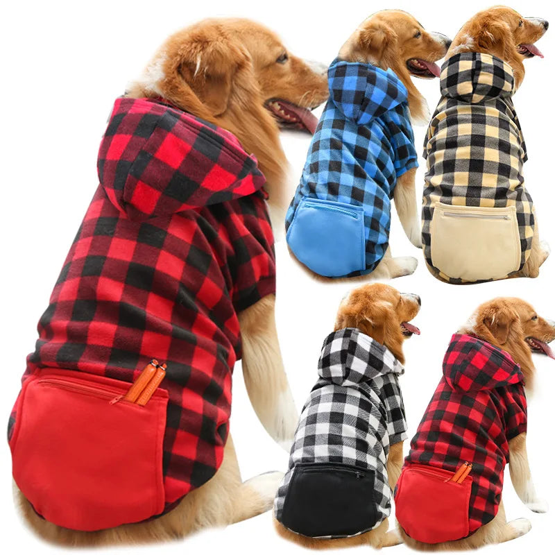 Reversible Plaid Dog Winter Coat – Warm & Waterproof Jacket for Small to Large Dogs