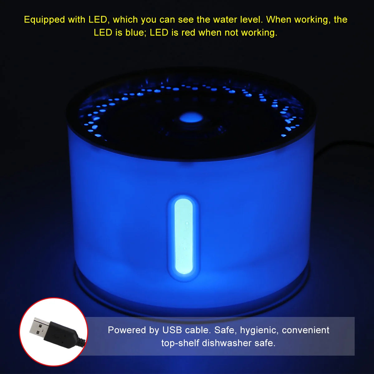 2.4L Automatic Pet Water Fountain – LED USB Electric Dispenser for Cats & Dogs