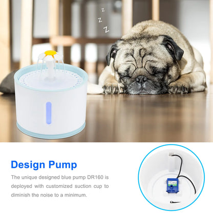 2.4L Automatic Pet Water Fountain – LED USB Electric Dispenser for Cats & Dogs