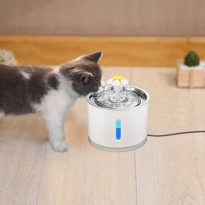 2.4L Automatic Pet Water Fountain – LED USB Electric Dispenser for Cats & Dogs