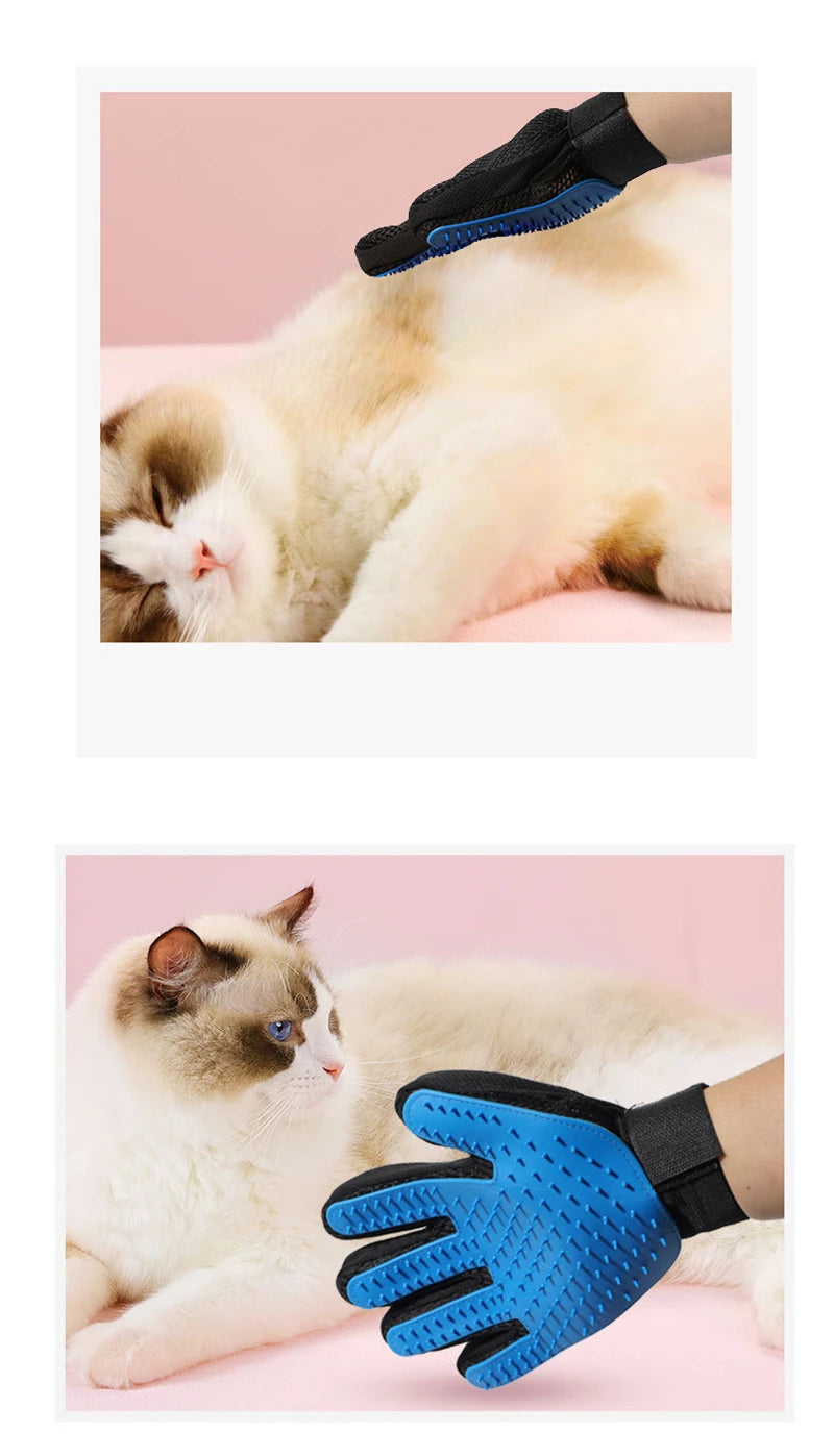 Pet Grooming Glove – Gentle Deshedding & Massage Brush for Cats & Dogs