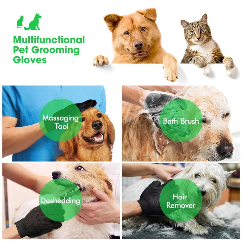 Silicone Pet Bath Brush – Gentle Massage & Shedding Glove for Dogs & Cats