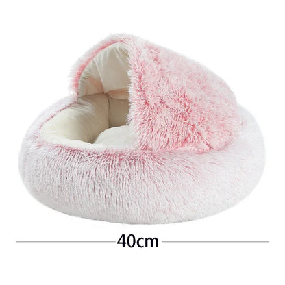 Cozy Semi-Enclosed Plush Cat Bed – Warm & Comfortable Nest for Cats & Small Dogs