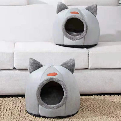 Cozy Winter Cat Bed – Deep Sleep Cave Nest for Cats & Small Dogs