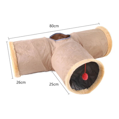 Collapsible Suede Cat Tunnel – Interactive Hide & Play Toy for Kittens, Puppies & Rabbits