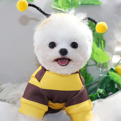 Adorable Bee Costume Hoodie – Soft Fleece Outfit for Dogs & Cats