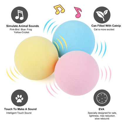 Smart Interactive Cat Ball – Electric Plush Catnip Toy with Sound & Motion Activation