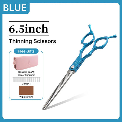 6.5'' Professional Pet Grooming Scissors – Curved & Thinning Shears Set