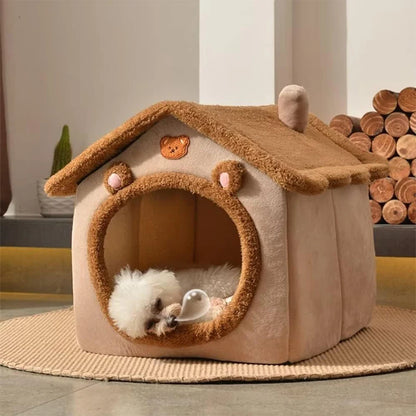 Foldable Pet House – Washable Cat & Dog Sleeping Cave with Removable Cushion