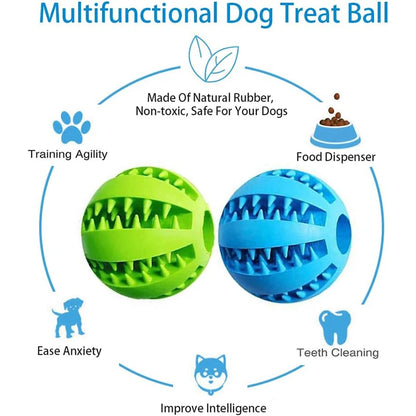 Interactive Rubber Dog Ball – Chewing Toy & Treat Dispenser for Puppies & Cats