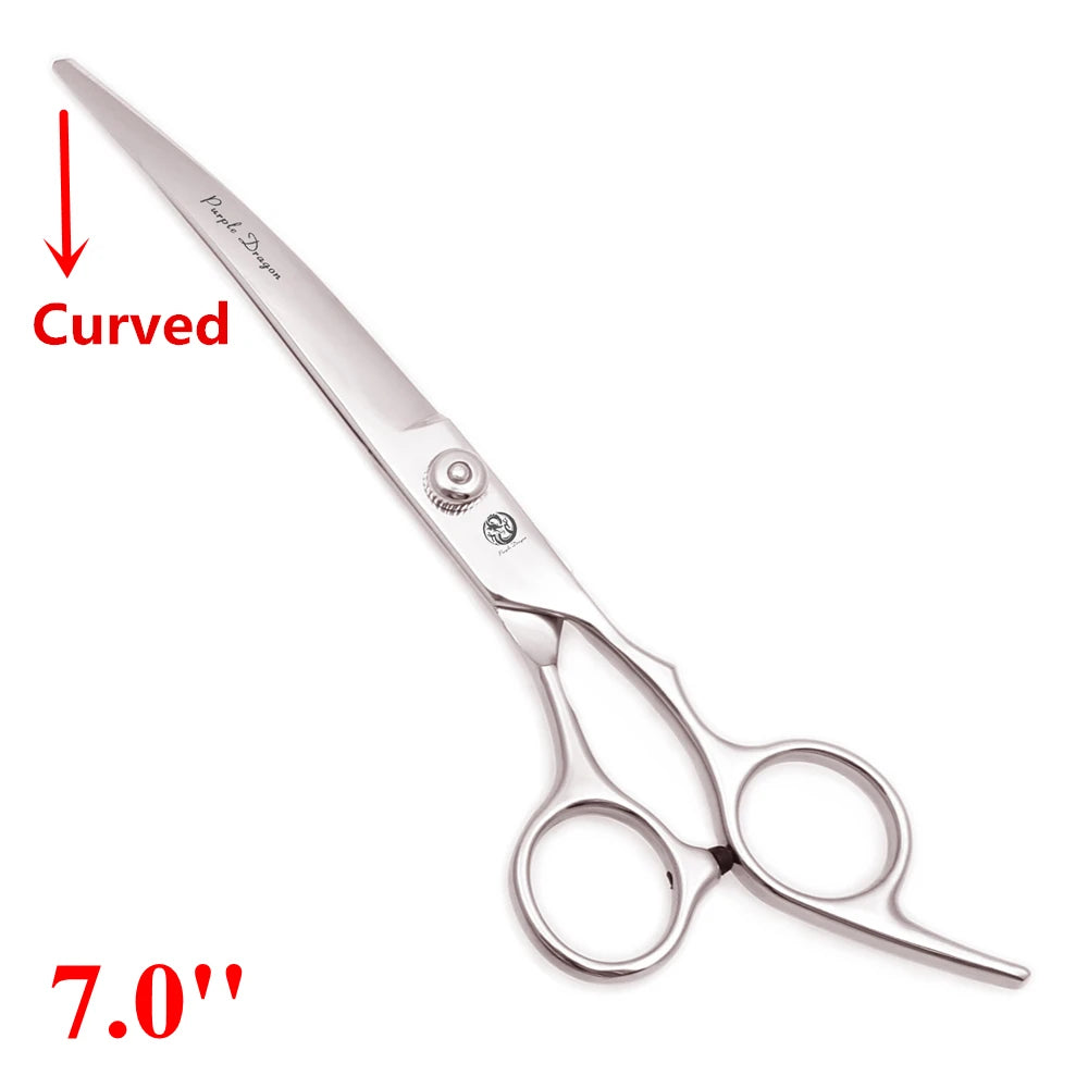 7'' Professional Dog Grooming Scissors Hair Cutting Shears Curved Thinning Comb Cat Pet Salon Hairdressing Japan Steel Z4001