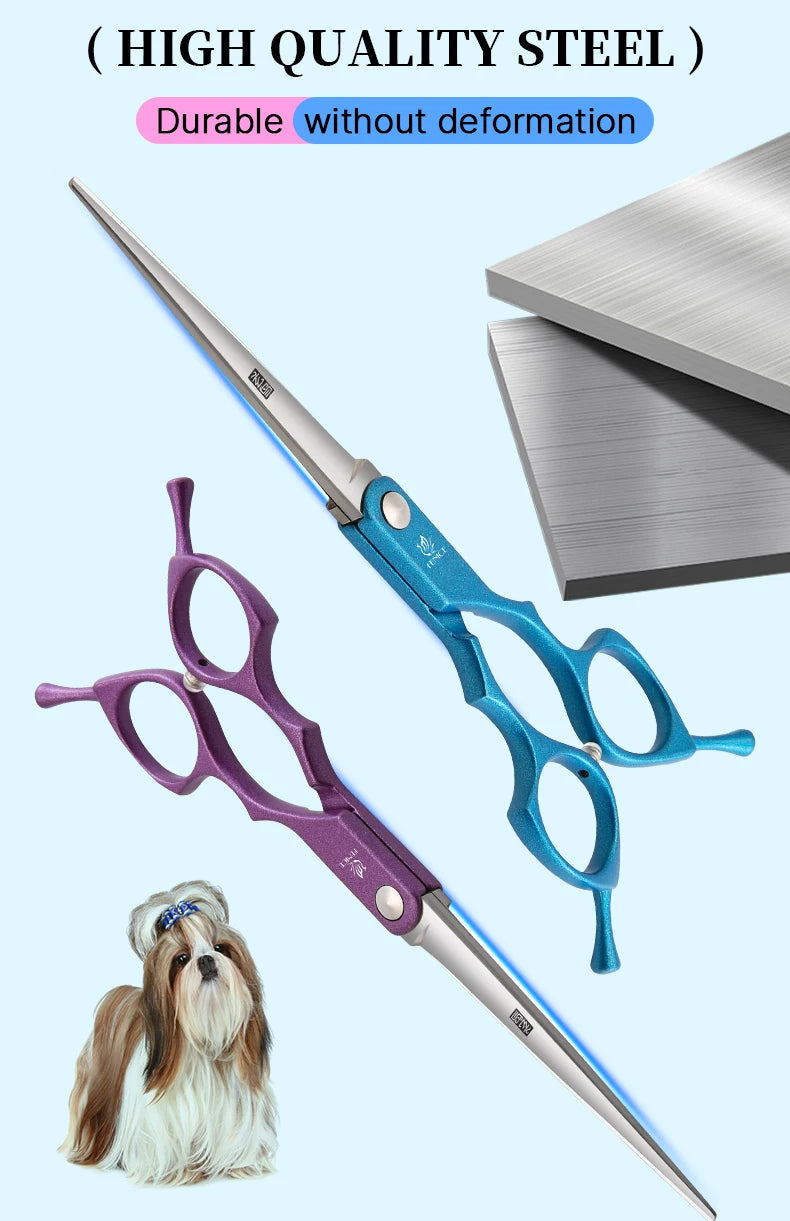 6.5'' Professional Pet Grooming Scissors – Curved & Thinning Shears Set