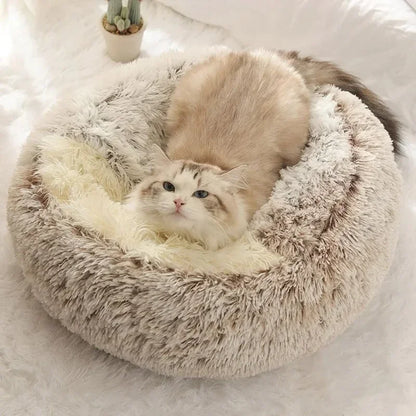 Cozy Semi-Enclosed Plush Cat Bed – Warm & Comfortable Nest for Cats & Small Dogs