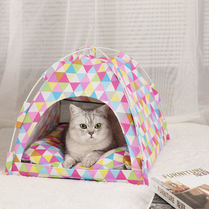 Cozy Pet Tent Bed – Warm Clamshell Sleeping Nest for Cats & Small Dogs