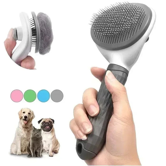 Premium Pet Hair Remover Brush – Stainless Steel Grooming Comb for Dogs & Cats – Non-Slip Grip & Effective Shedding Tool