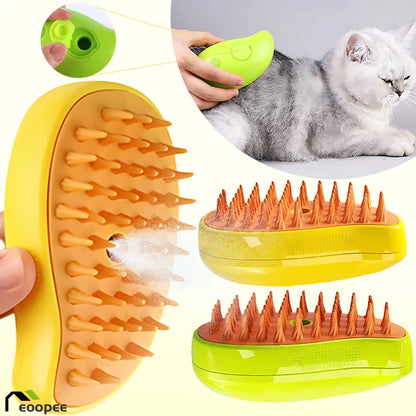 Electric Steam Pet Grooming Brush – Detangler & Massage Tool for Dogs & Cats