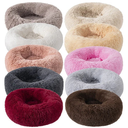 Ultra-Soft Plush Donut Cat Bed – Washable & Calming Pet Sleeping Nest for Cats & Small Dogs