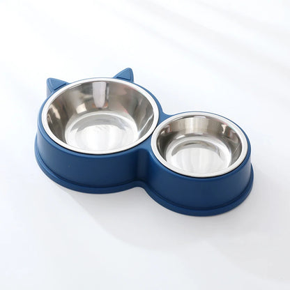 Stainless Steel Double Pet Bowl – Food & Water Feeder for Cats & Dogs