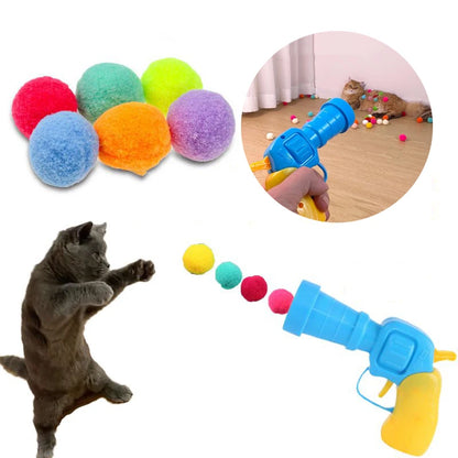 Interactive Cat Toy Ball Launcher – Plush Pom-Pom Shooting Gun for Kittens & Indoor Cats