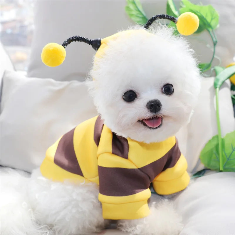 Adorable Bee Costume Hoodie – Soft Fleece Outfit for Dogs & Cats