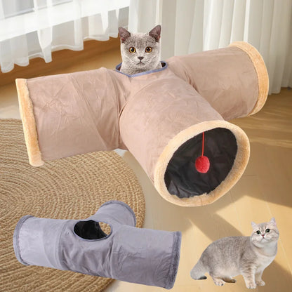 Collapsible Suede Cat Tunnel – Interactive Hide & Play Toy for Kittens, Puppies & Rabbits