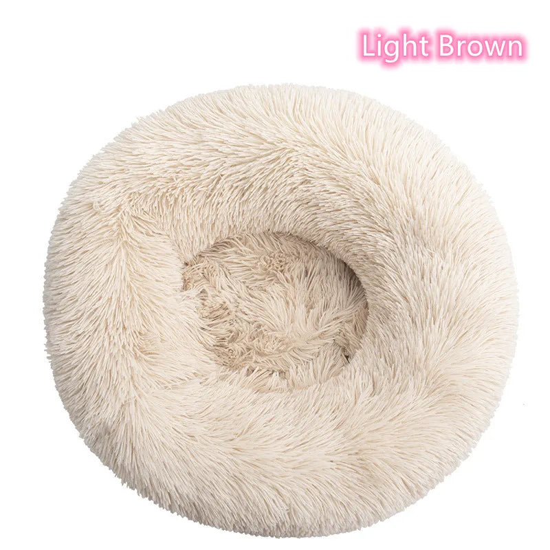 Ultra-Soft Plush Donut Cat Bed – Washable & Calming Pet Sleeping Nest for Cats & Small Dogs