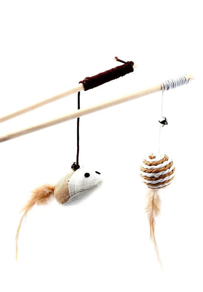 Interactive Feather Cat Wand – Colorful Teaser Stick for Kittens & Cats