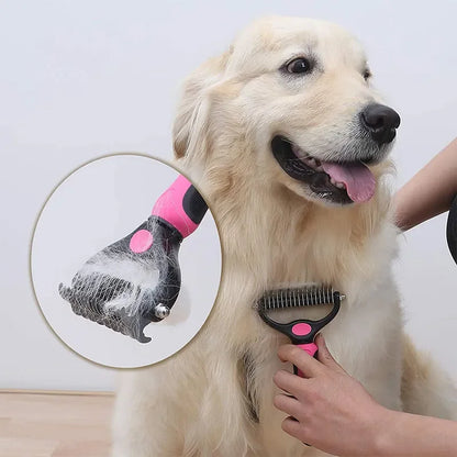 Double-Sided Pet Knot Cutter & Shedding Brush – Safe Detangling for Dogs & Cats