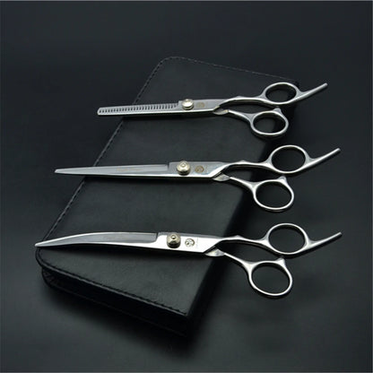 7'' Professional Dog Grooming Scissors Hair Cutting Shears Curved Thinning Comb Cat Pet Salon Hairdressing Japan Steel Z4001