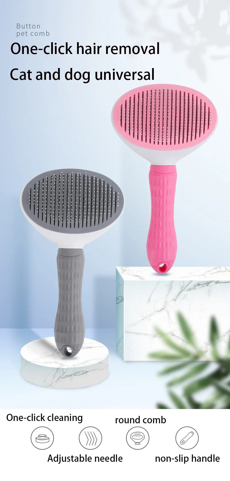 Stainless Steel Pet Grooming Brush – Hair Removal Comb for Long-Haired Dogs & Cats