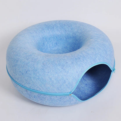 Donut Cat Tunnel Bed – Interactive Hideaway & Cozy Sleeping Nest