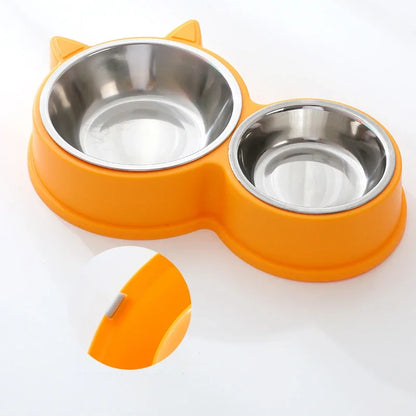 Stainless Steel Double Pet Bowl – Food & Water Feeder for Cats & Dogs