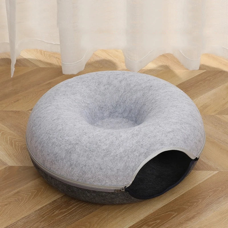 Donut Cat Tunnel Bed – Interactive Hideaway & Cozy Sleeping Nest