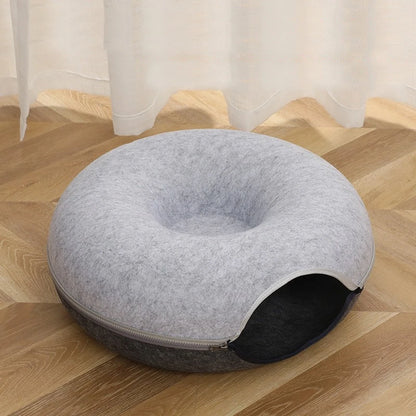 Donut Cat Tunnel Bed – Interactive Hideaway & Cozy Sleeping Nest