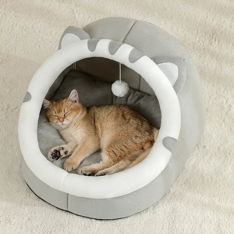 Cozy Cat Cave Bed – Warm Enclosed Sleeping House for Cats & Small Dogs