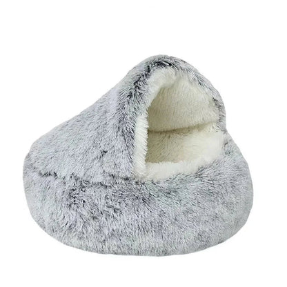 Cozy Semi-Enclosed Plush Cat Bed – Warm & Comfortable Nest for Cats & Small Dogs