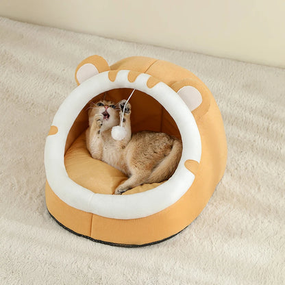 Cozy Cat Cave Bed – Warm Enclosed Sleeping House for Cats & Small Dogs