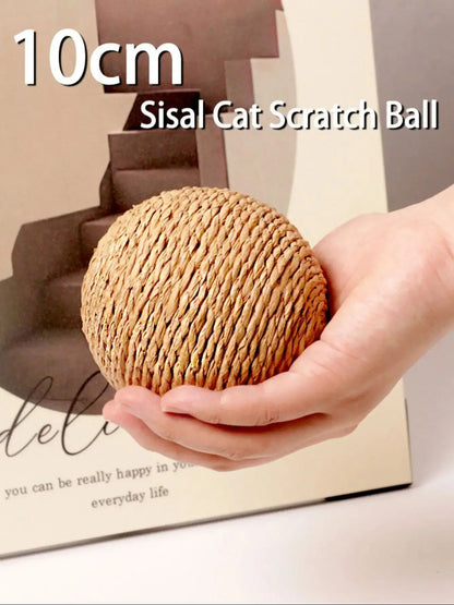 Interactive Sisal Cat Scratching Ball – 10CM Sounding Toy for Kittens & Teeth Cleaning