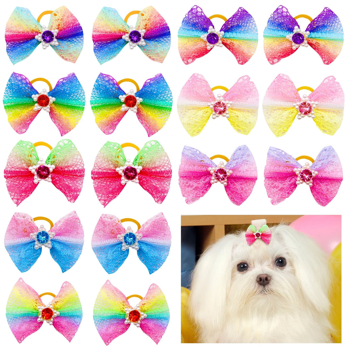 30PCS  Pet Dog Cat Puppy Grooming Bows Pet Hair Accessories Decorate Hair for Small Dog Hair Rubber Band Dog Supplier