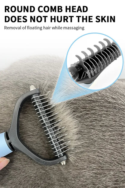 Double-Sided Pet Knot Cutter & Shedding Brush – Safe Detangling for Dogs & Cats