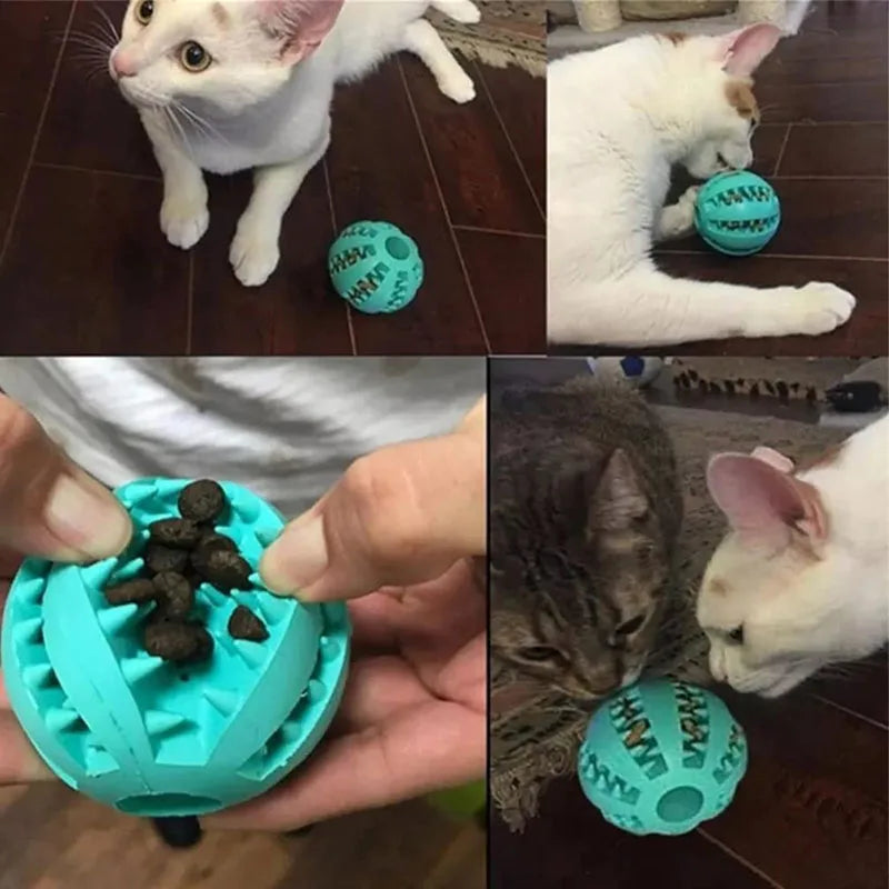 Interactive Rubber Dog Ball – Chewing Toy & Treat Dispenser for Puppies & Cats