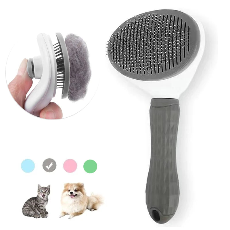 Premium Pet Hair Remover Brush – Stainless Steel Grooming Comb for Dogs & Cats – Non-Slip Grip & Effective Shedding Tool