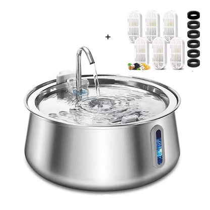 4L Stainless Steel Pet Water Fountain – Ultra-Quiet Automatic Dispenser for Cats & Dogs