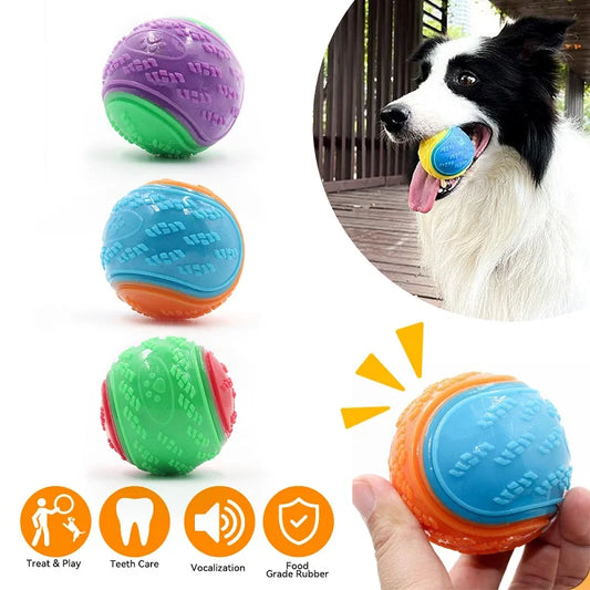 Durable Squeaky Dog Ball – Interactive Bite-Resistant Toy for Teeth Cleaning & Chewing