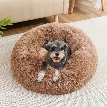 Ultra-Soft Plush Donut Cat Bed – Washable & Calming Pet Sleeping Nest for Cats & Small Dogs