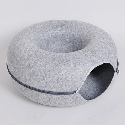 Donut Cat Tunnel Bed – Interactive Hideaway & Cozy Sleeping Nest