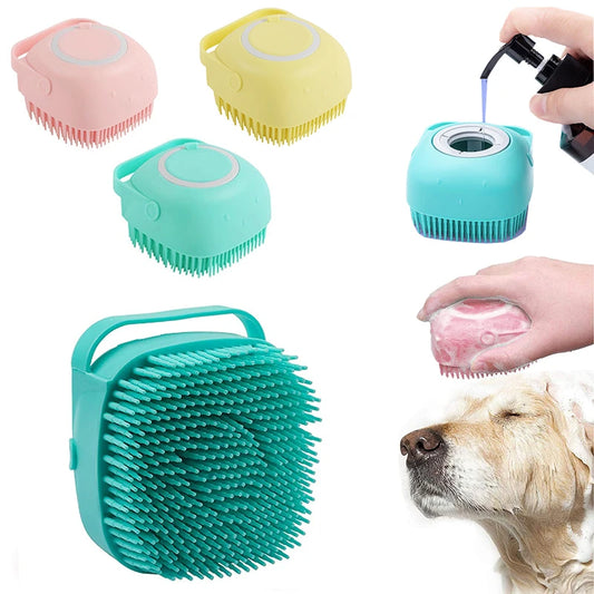 Silicone Dog Bath Brush Glove – 2-in-1 Shampoo Dispenser & Massage Tool