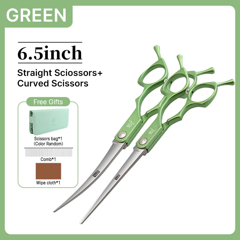 6.5'' Professional Pet Grooming Scissors – Curved & Thinning Shears Set