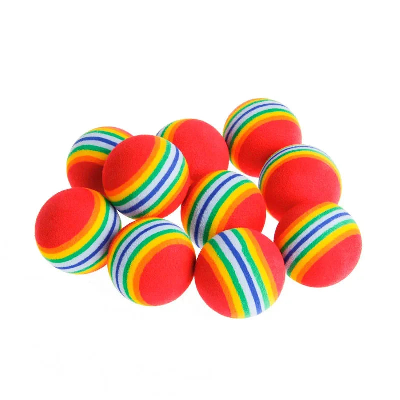 Rainbow EVA Cat Toy Balls – Interactive Chewing & Rattle Play Balls for Cats & Dogs